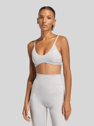 adidas Sportswear Sport-BH mit Logo-Detail Modell 'OPT ESS LBRA' Silber 4