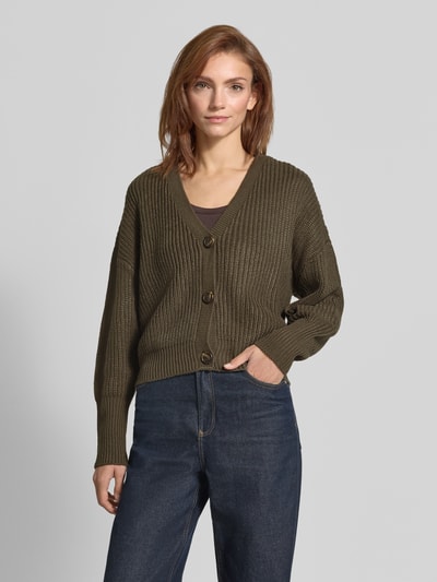 VERO MODA Oversized Strickjacke mit V-Ausschnitt Modell 'LEA' Dunkelgruen 4