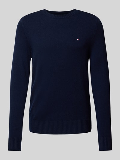 Tommy Hilfiger Sweter wełniany z wyhaftowanym logo Granatowy 2