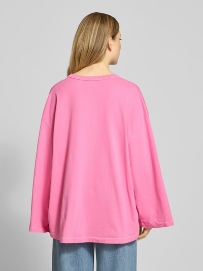 American Vintage Oversized shirt met lange mouwen en ronde hals, model 'FIZVALLEY' Roze - 5