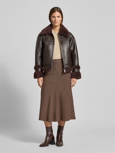 Christian Berg Woman Midirock aus Viskose-Woll-Mix Taupe 1