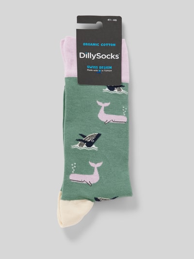 DillySocks Sokken met motiefstitching, model 'Whale Party' Grafiet - 3