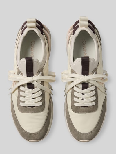CK Calvin Klein Sneakers van mix van leer en nylon met gestikt logo Beige - 3
