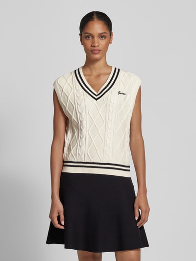 Guess Activewear Strickpullunder mit Label-Stitching Ecru 4