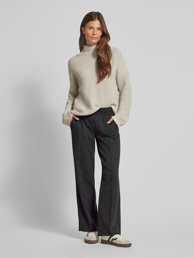 ROSNER Wide leg stoffen broek met elastische band, model 'May' Antraciet - 1