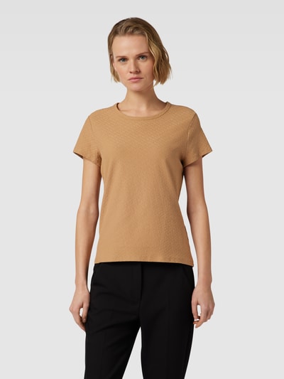 BOSS Black Women T-shirt met structuurmotief, model 'Eventsy' Camel - 4