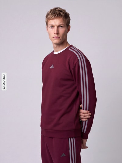 adidas Sportswear Sweatshirt mit Kontraststreifen Dunkelrot 4