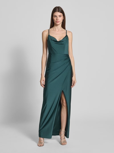 V.M. Sukienka wieczorowa z lejącym dekoltem i rozcięciem Ciemnozielony 4