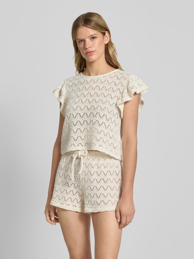 Gina Tricot T-Shirt mit Lochstickerei Modell 'Isadora' Offwhite 4