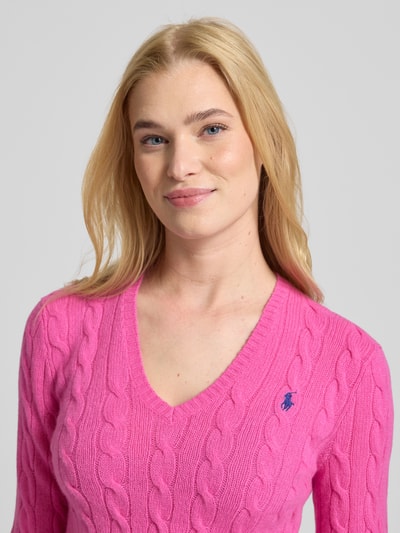 Polo Ralph Lauren Gebreide pullover met kasjmier, model 'KIMBERLY' Felroze - 3