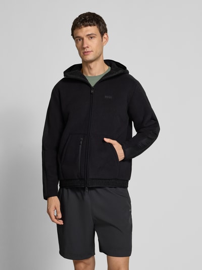 BOSS Green Bluza rozpinana o kroju regular fit z kapturem model ‘SW_HOLE19 SNUGGEL’
 Czarny 4