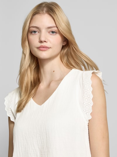 Only Comfort fit blouse met korte mouwen van puur katoen, model 'THYRA' Offwhite - 3