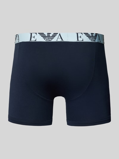Produktfoto, Boxershorts mit elastischem Logo-Bund im 3er-Pack von Emporio Armani aus Baumwoll-Elasthan-Mix in Dunkelblau, körpernaher Schnitt