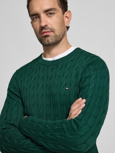 Tommy Hilfiger Regular fit gebreide pullover van zuiver katoen Flessengroen - 3