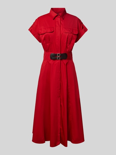 Lauren Ralph Lauren Sukienka midi z kołnierzykiem koszulowym Czerwony 2