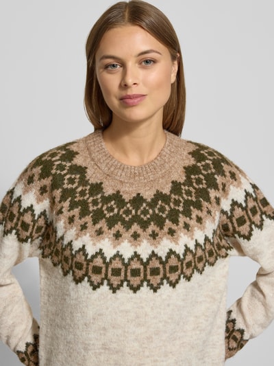 FREE/QUENT Gebreide pullover in Noorse look, model 'Novala' Beige - 3