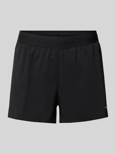 Produktfoto, schwarze Regular Fit Sportshorts mit Logo-Details Modell 'Run Ess 21 S' von adidas Training, glatte Oberfläche, Damen