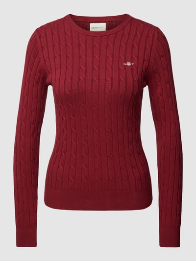 Gant Strickpullover mit Zopfmuster Bordeaux 2