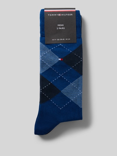 Produktfoto, Socken aus Baumwoll-Mix im 2er-Pack Modell 'CHECK 2P' von Tommy Hilfiger, wzór kratka w odcieniach niebieskiego, skarpety męskie