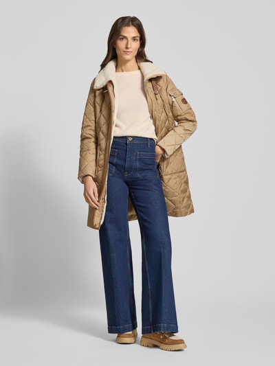 Lauren Ralph Lauren Gewatteerde lange jas met opstaande kraag en ritssluiting Beige - 1