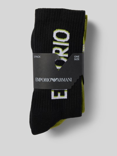 Emporio Armani Socken mit Label-Stitching im 3er-Pack Oliv Melange 3