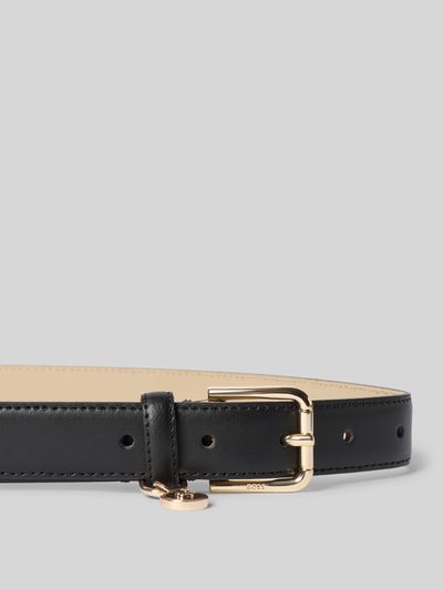 Produktfoto, Gürtel aus echtem Leder Modell 'Navya' von BOSS, Schwarz mit goldener Schnalle, glatte Textur, Damen Gürtel von BOSS