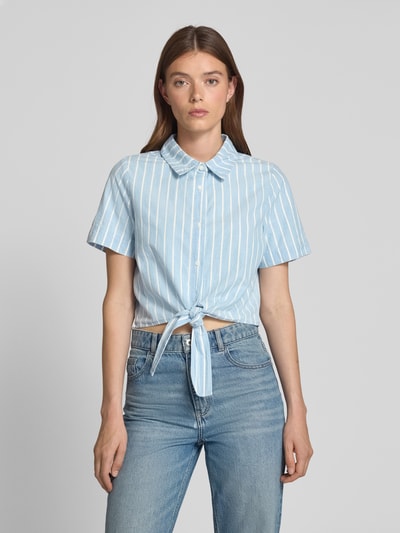 Vero Moda Cropped Hemdbluse aus reiner Baumwolle Modell 'LEONIES' Jeansblau 4