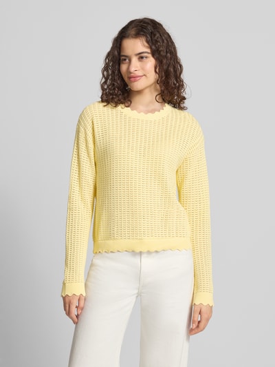 PIECES Boxy Fit Pullover aus reiner Baumwolle Modell 'SCOUT' Hellgelb 4