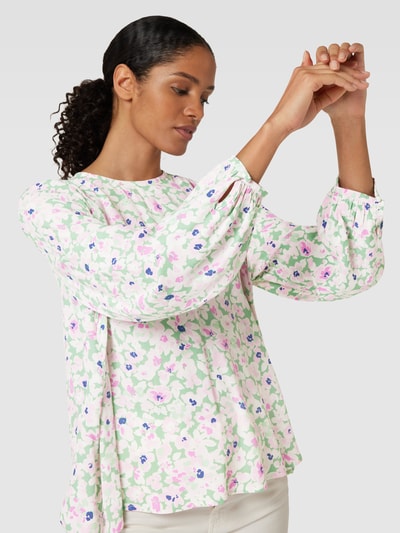 Selected Femme Blouse met bloemenmotief van pure viscose, model 'MALIDA' Lichtgroen - 3