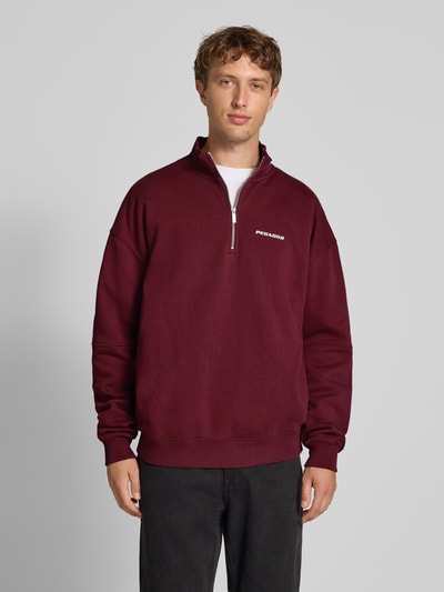 Pegador Oversized sweatshirt met logostitching en schipperskraag Bordeaux - 4