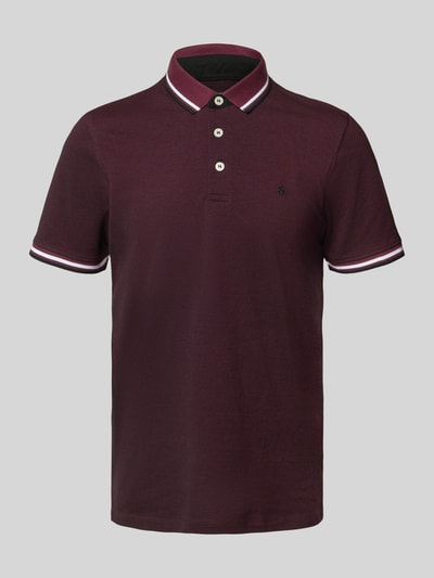 Jack & Jones Slim fit poloshirt met logostitching, model 'PAULOS' Bordeaux gemêleerd - 2