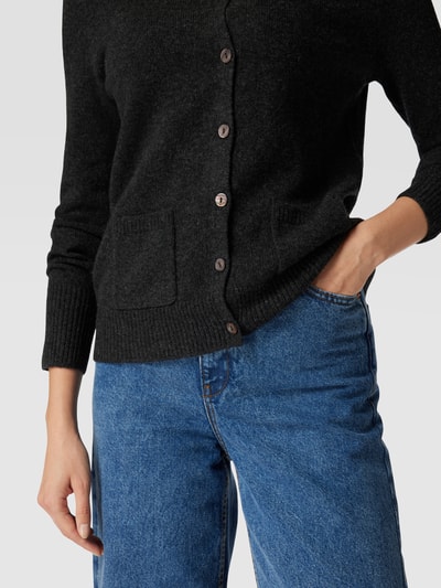 Christian Berg Woman Strickjacke mit Eingrifftaschen und Rundhalsausschnitt Anthrazit meliert 3