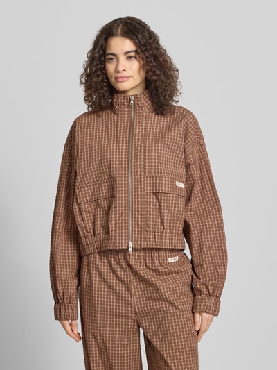 OH APRIL bomberka o kroju regular fit z naszywką z logo model 'Zoe' Ciemnobrązowy melanż 4