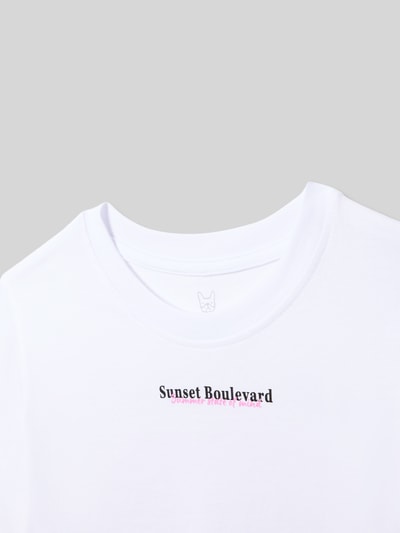 Productfoto, T-shirt met motiefprint model 'CITY' van Jack & Jones voor kinderen, puur katoen, regular fit, ronde hals, witte stof, ruglengte maat 140: 53 cm, zachte textuur