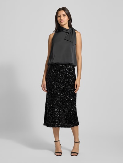 Vila High Waist Midirock mit Pailletten Modell 'FAITH' Black 1