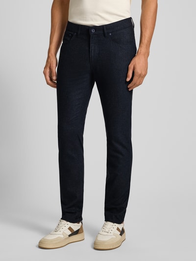 Brax Slim fit stoffen broek met viscose in 5-pocketmodel, model 'Chuck' Marineblauw - 4