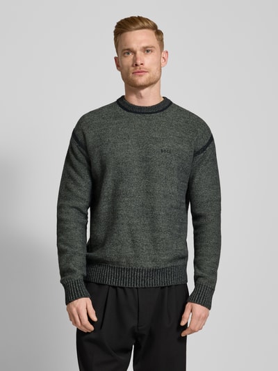 BOSS Orange Strickpullover mit Woll-Anteil und Label-Stitching Modell 'Kluna' Black 4