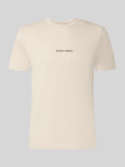 Produktfoto, Regular Fit T-Shirt mit Label-Print von Antony Morato, cremeweiß, Baumwolle, Rundhalsausschnitt, schlichte Optik