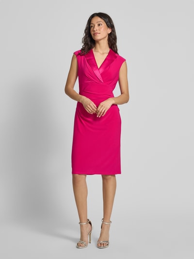 Adrianna Papell Knielange cocktailjurk met reverskraag Felroze - 1