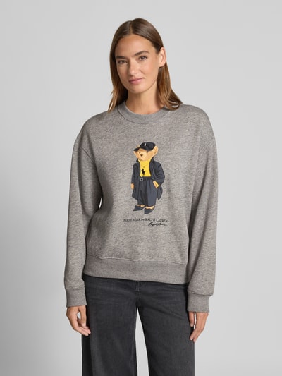 Polo Ralph Lauren Bluza z nadrukiem z motywem i okrągłym dekoltem Ciemnoszary melanż 4