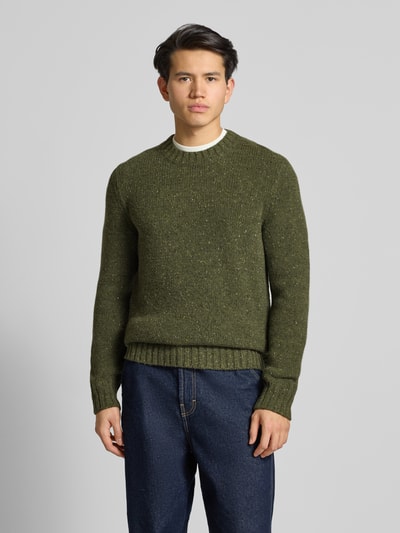 Marc O'Polo Denim Regular fit gebreide pullover van scheerwolmix Kaki - 4