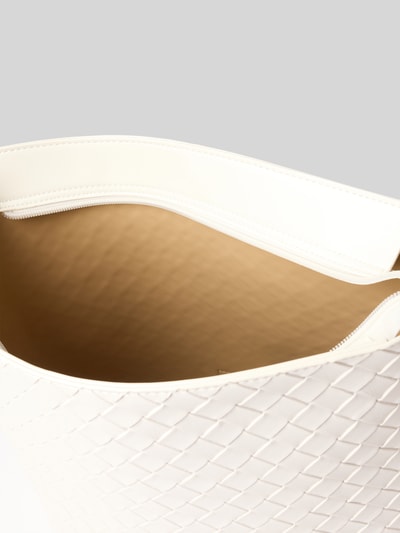 Seidenfelt Handtas in gevlochten look, model 'KINNA HOBO' Wit - 5