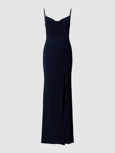 Luxuar Abendkleid in Wasserfalloptik Marine 2