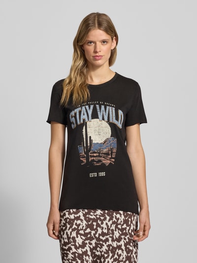 Only Regular fit T-shirt van puur katoen, model 'LUCY' Zwart - 4