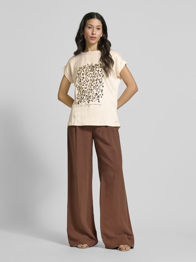 Christian Berg Woman T-shirt met geribde ronde hals Ecru - 1