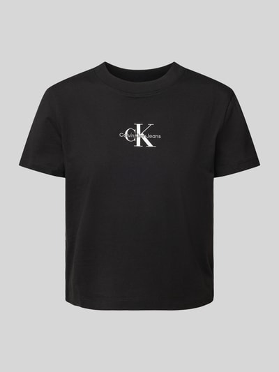 Calvin Klein Jeans T-shirt z wyhaftowanym logo i okrągłym dekoltem Czarny 2