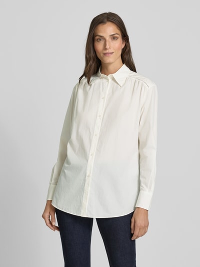 BOSS Orange Relaxed Fit Bluse mit Kentkragen Modell 'Belegant' Offwhite 4