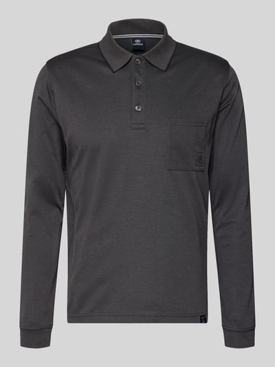 Produktfoto, Poloshirt mit Brusttasche von Lerros in Dunkelgrau, Baumwoll-Mix, Regular-Fit, Polokragen, kurze Knopfleiste, Label-Detail