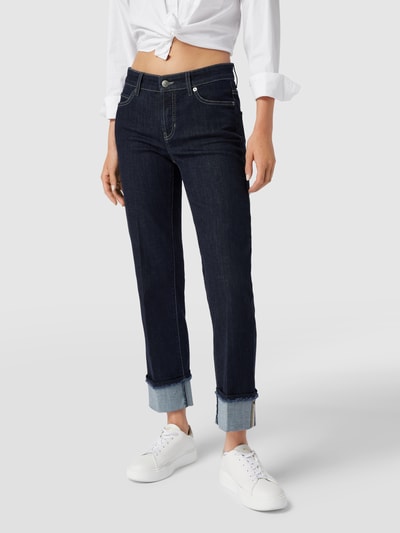 Cambio Straight fit jeans met studs, model 'PARIS' Donkerblauw - 4