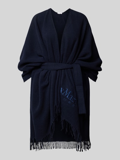 MaxMara Leisure Poncho aus Woll-Mix mit Label-Stitching Modell 'MARTORA' Marine 2